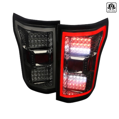 Spec-D Tuning Ford F150 Tail Lights- Chrome Housing With Smoke Lens 18-20, PK2 LT-F15018GLED-TM